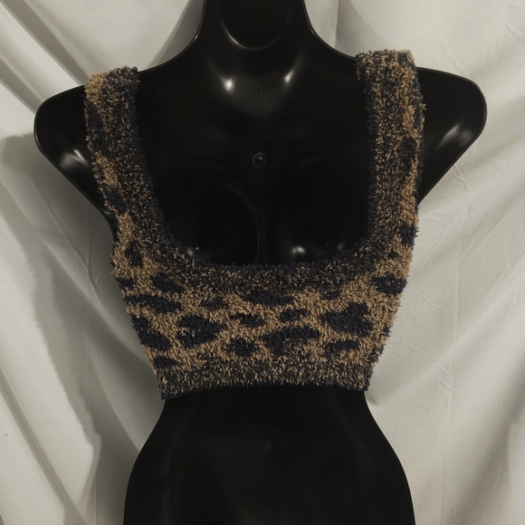 Skims Cozy Knit Scoop Neck Bralette Leopard Size S/M NWOT - Picture 4 of 5